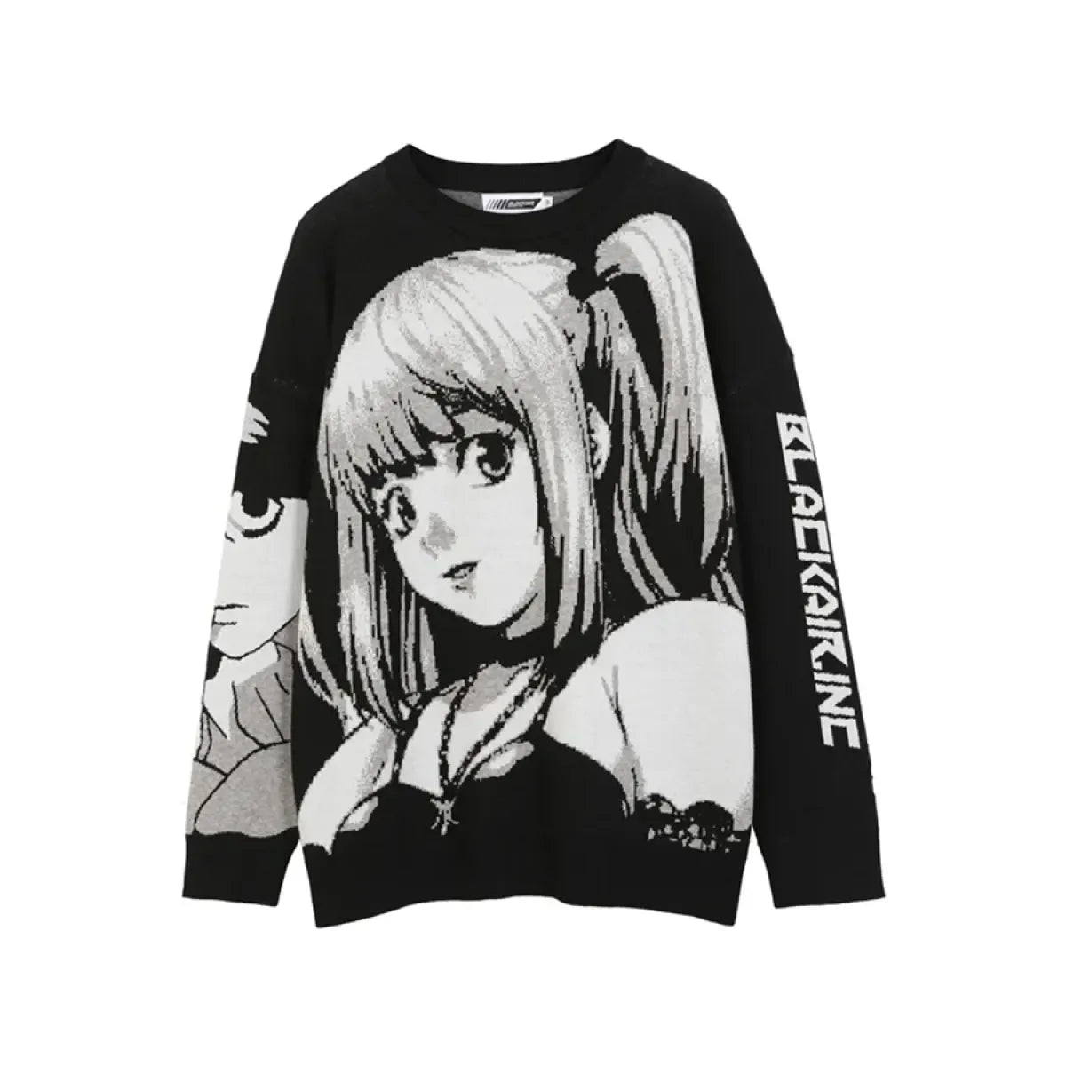 Manga Muse Knit Sweater ā Monochrome Anime-Inspired Oversized Pullover