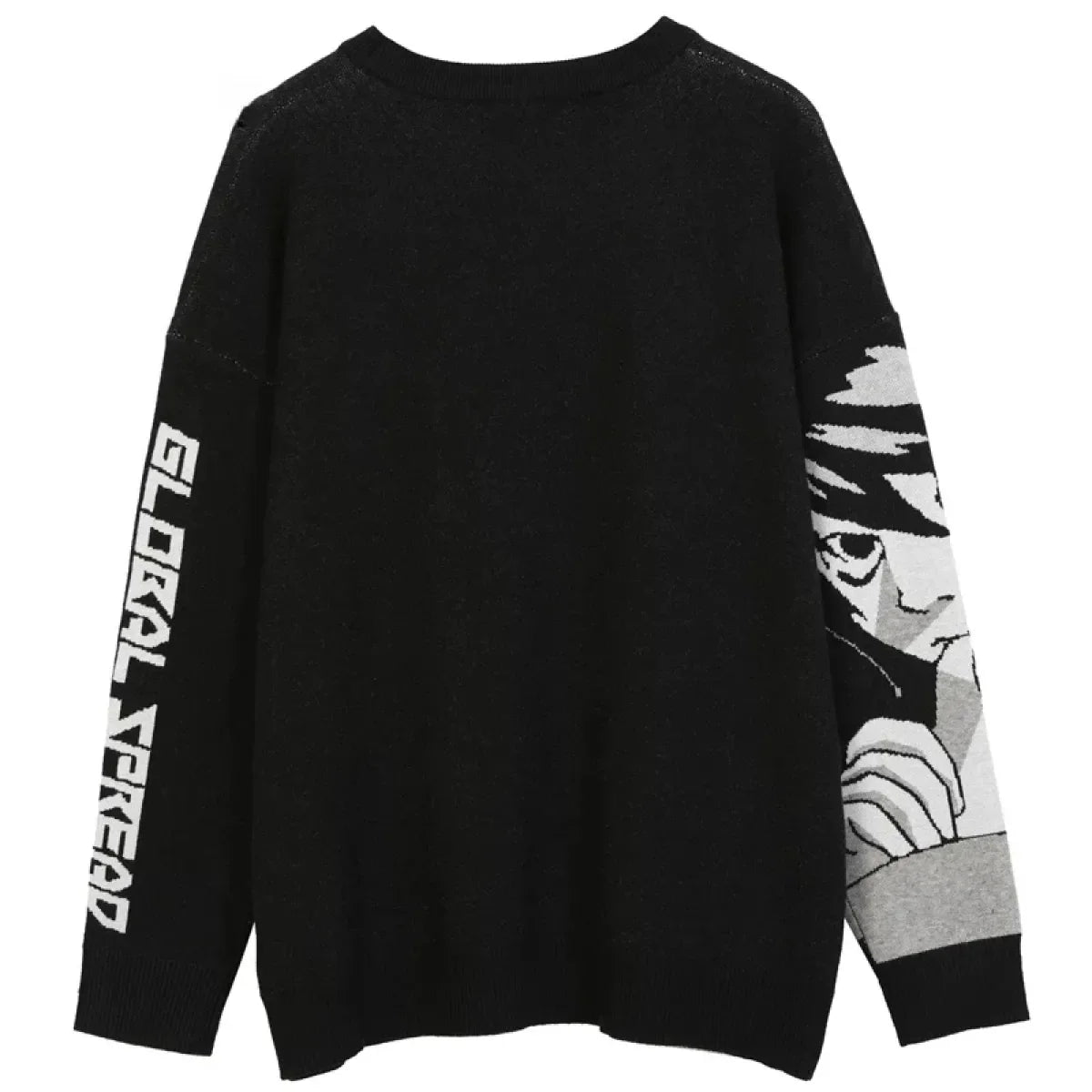 Manga Muse Knit Sweater ā Monochrome Anime-Inspired Oversized Pullover